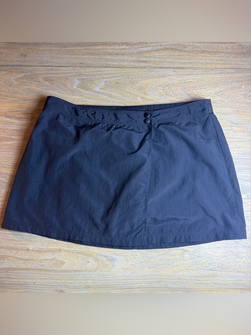 Lands' End Swim Black A-Line Skort with Button Front